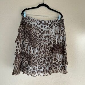 Ann Taylor animal print short ruffled skirt 12 NWT